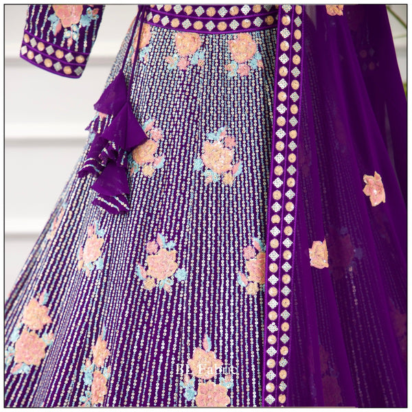 Purple color Sequence Embroidery work Designer Lehenga Choli for Wedding Function