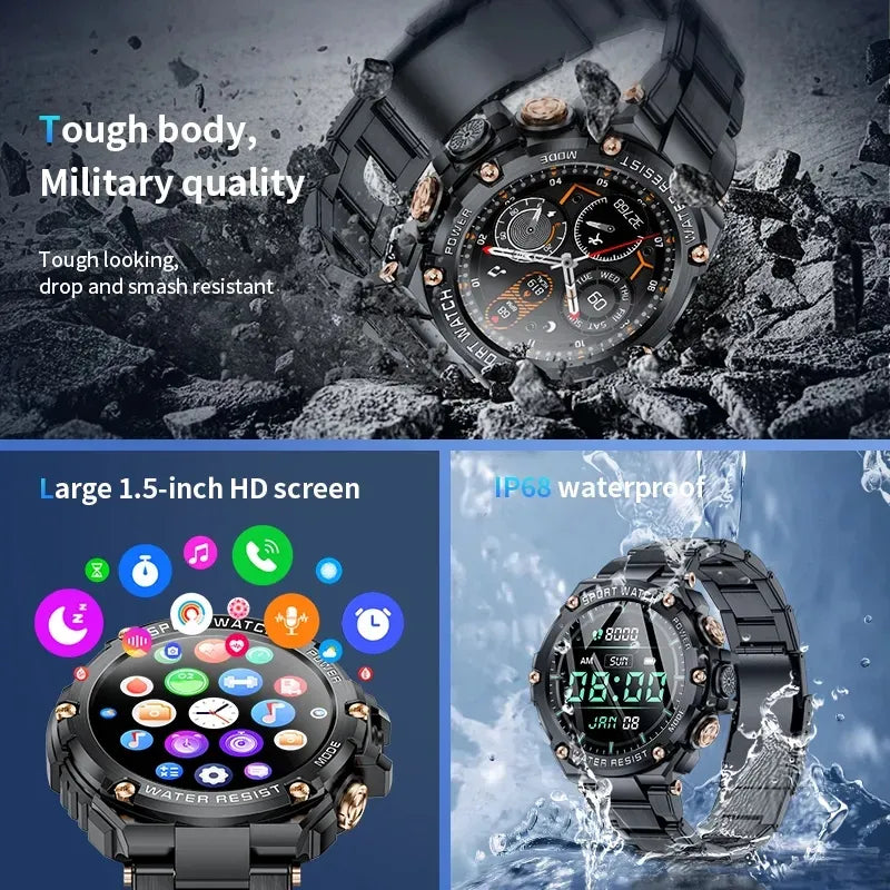Outdoor Sport Smart Watch Men 800mAh Long Life Battery Bluetooth Call Waterproof Fitness Tracker SmartWatch For Android ios