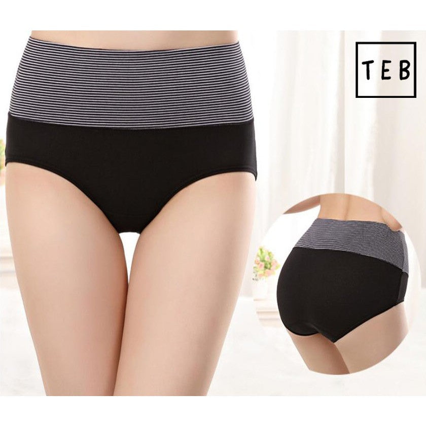 Women's New Cotton High Waist Stripes Panty | Multi-color | Pack of 6