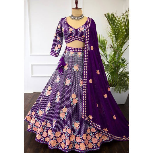 Purple color Sequence Embroidery work Designer Lehenga Choli for Wedding Function