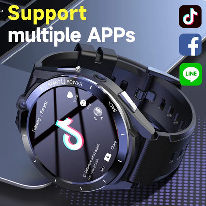 2023 New Arrivals Android 11 Round Screen Smart Watch 6GB RAM 128GB ROM WIFI GPS Fitness Tracker Smartwatch 4G Sim Support video calling