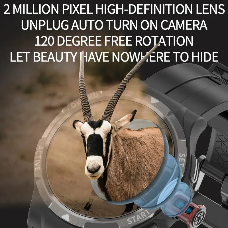 4G Smart Watch Android OS Internet App Download Games Video call rotate Camera SIM Call 128G ROM 1.43" Heart Rate 2MP Men Women