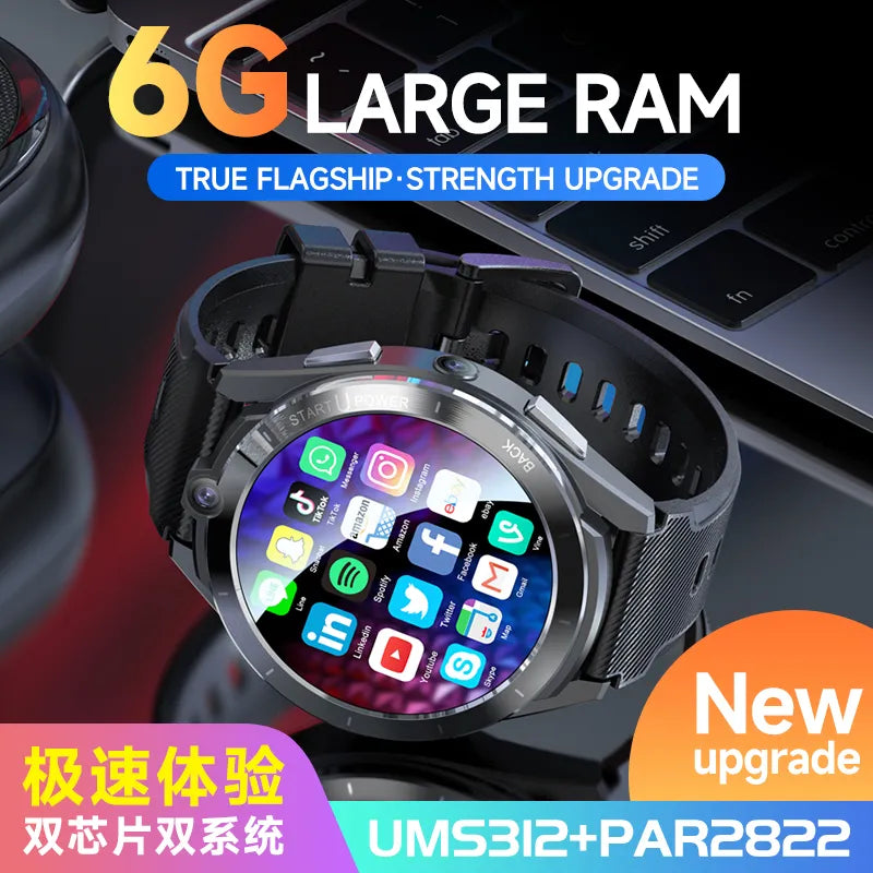 Android 2022 11 4g phone watch Chip Smart Watch 6G RAM 128G Adults GPS 5G WiFi 8MP 2 Cameras Men Smartwatch Dual System
