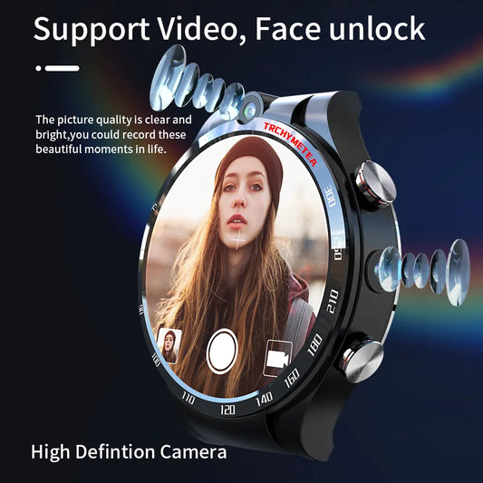 new update Android 10.7 Smart Watches 4G wifi gps Smart Watch Men 128GB ROM Dual Camera Korean language Smartwatch with face id recognition